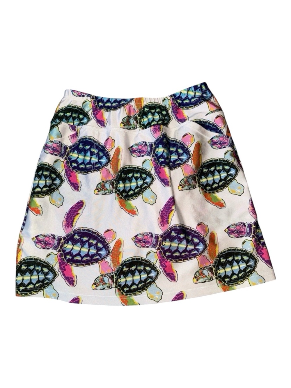 B Skinz Golf Skort Skirt M White Colorful Sea Turtles Tennis Pickleball Active